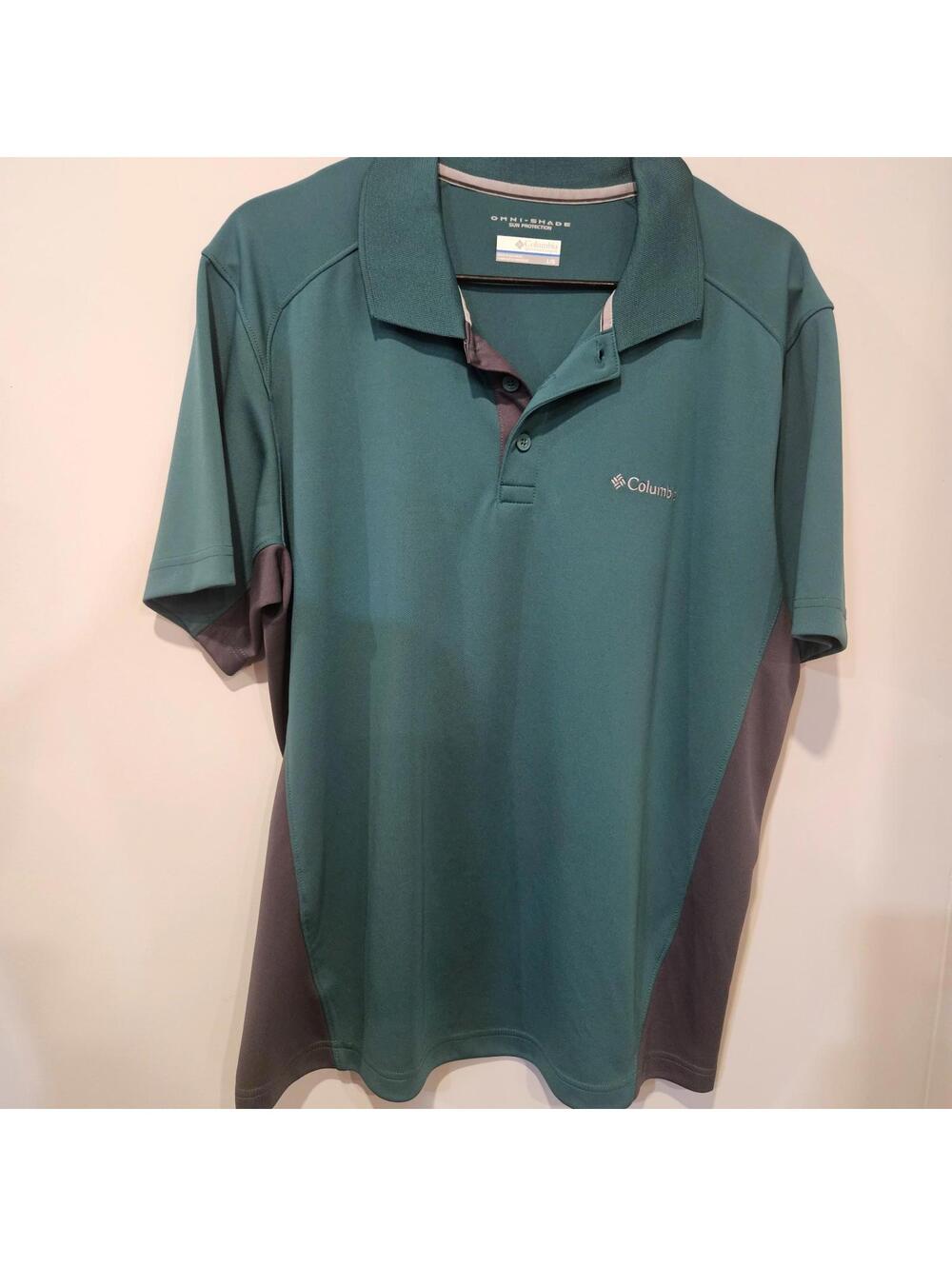 Columbia Omni-Shade Golf Polo Shirt Men's Green/Charcoal Size L(Fits Small XL)